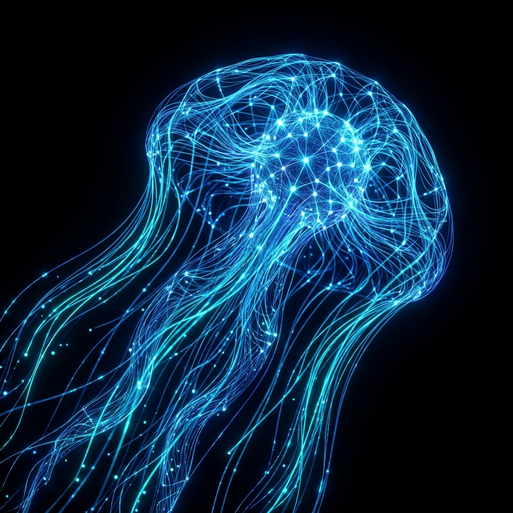 Futuristic Blue Neural Network visualization